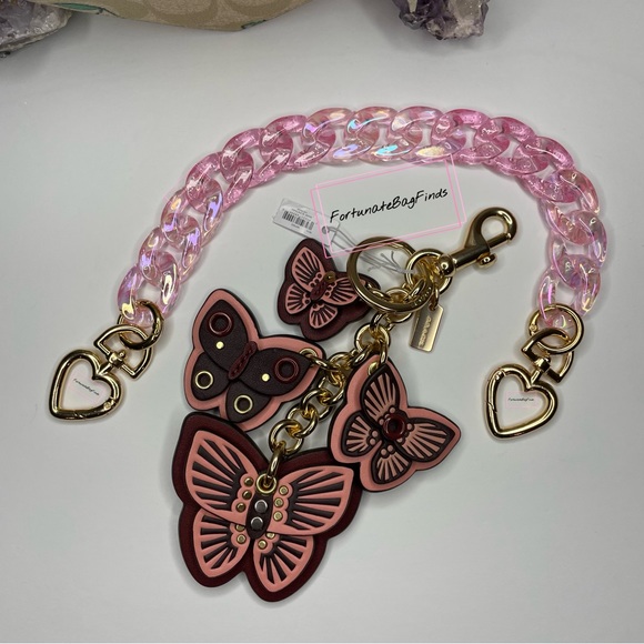 Coach Set Heart Cherry Print Heart Shaped Crossbody Butterfly Cluster Charm - Picture 11 of 14